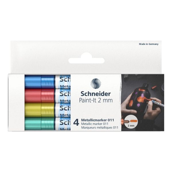 Popisovač Schneider Paint-It 011 Metalický, sada 4 ks, hrot 2mm