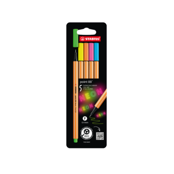 Liner STABILO point 88 (sada 5 neonových farieb)