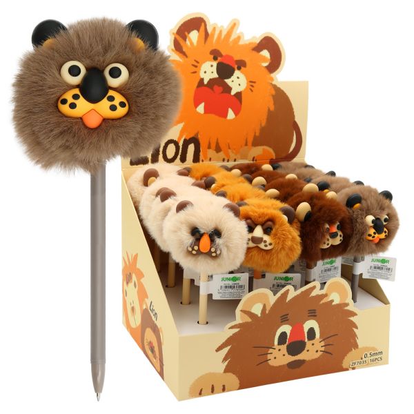 Pero gélové JUNIOR Lion PomPom 0,5 mm - modrá náplň (mix /cena 1ks)