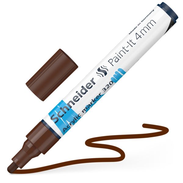 Popisovač Schneider Paint-It 320 Acrylic Marker 4 mm - hnedý