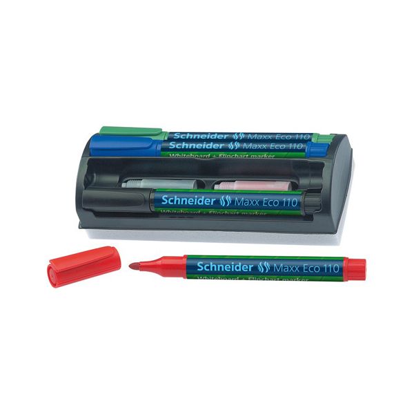 Popisovač na tabule a  flipchartové tabule, 1-3 mm, kuželový hrot, so stierkou, SCHNEIDER
