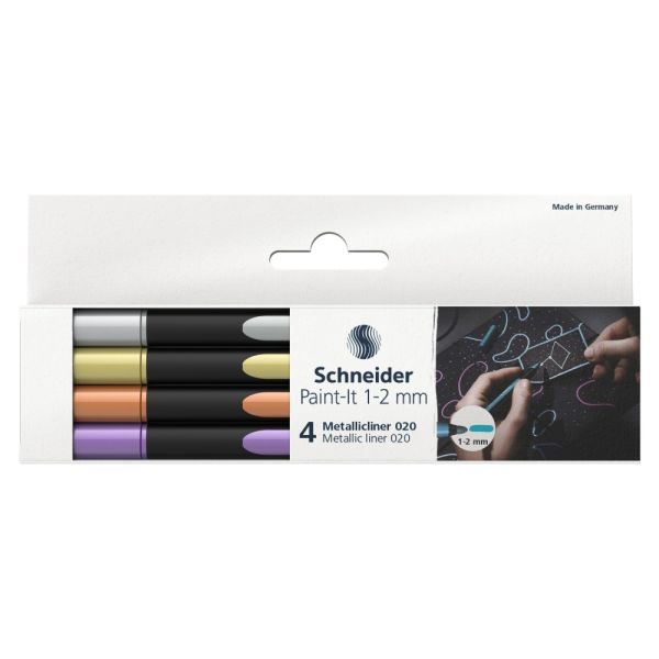 Popisovač Schneider Paint-It 020 Metallic hrot 1-2mm (sada 4 ks)