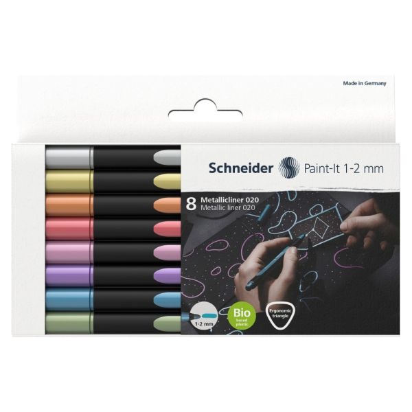 Popisovač Schneider Paint-It 020 Metallic hrot 1-2mm (sada 8 ks)