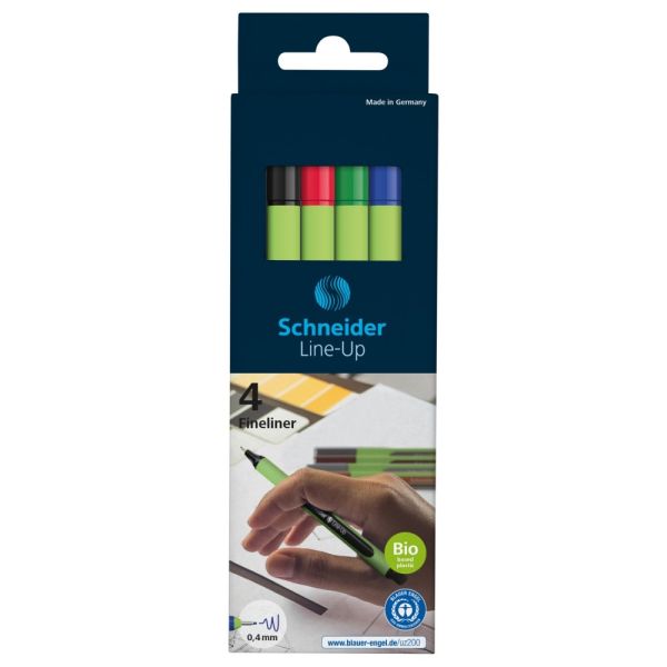 Liner, sada, 0,4 mm, SCHNEIDER "Line-Up", 4 rôzne farby, 4ks