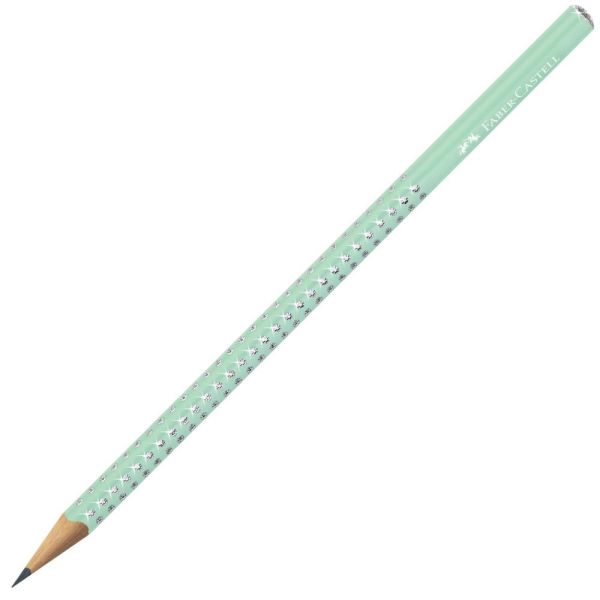Grafitová ceruzka, B, trojhranná, FABER-CASTELL "Sparkle Aurora", mätovo zelená