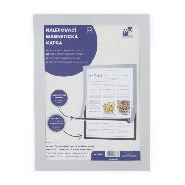 Magnetické vrecko nalepovacie A5 - strieborná