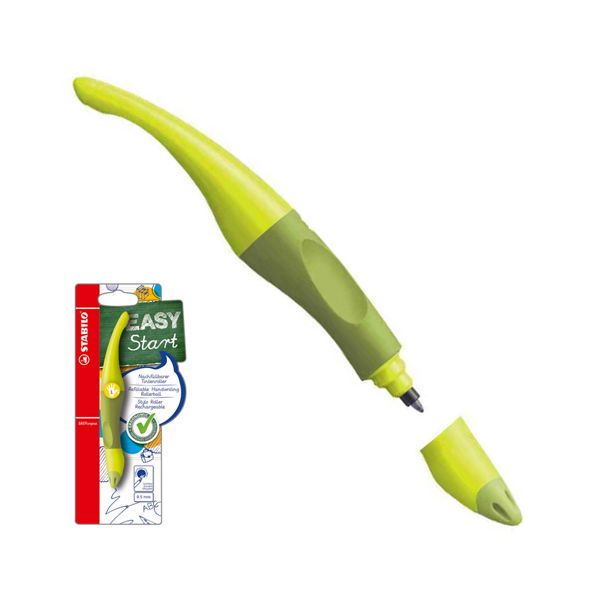 Roller, 0,5 mm, pre ľavákov, zelené telo pera, STABILO "EasyOriginal Start", modrý