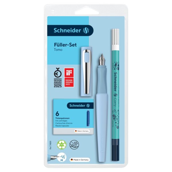Pero bombičkové Schneider Tomo blue + bombičky + zmizík s popisovačom