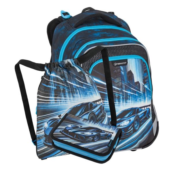 Školský batoh (3-dielny set) BagMaster Lumi 26 C - Auto