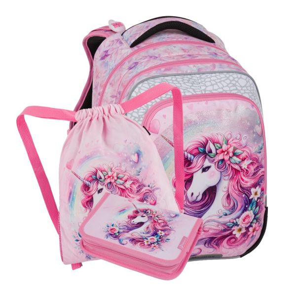 Školský batoh (3-dielny set) BagMaster Beta 26 B - Jednorožec