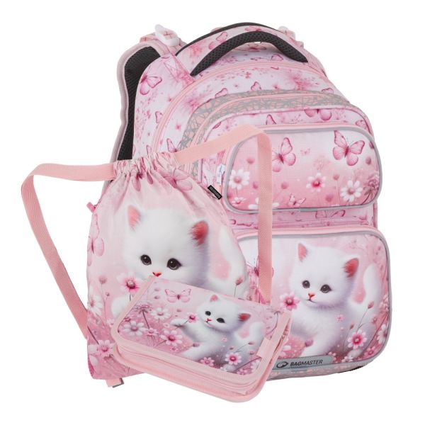 Školský batoh (3-dielny set) BagMaster Dopi 26 A - Mačička