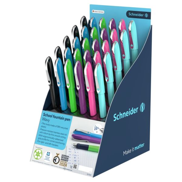 Prezentačný stojan Pero plniace Schneider Wavy blue 30 ks - modrá náplň