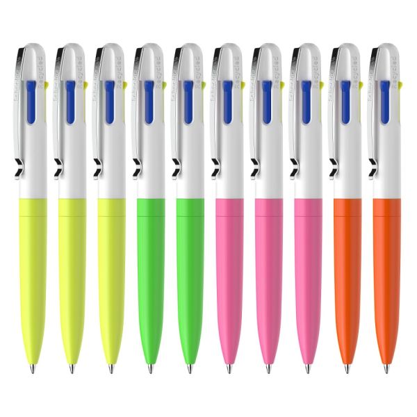 Pero guľôčkové Schneider Take 4 Neon, náplň M - 4 farebná náplň (mix 10 ks /cena 1bal.)