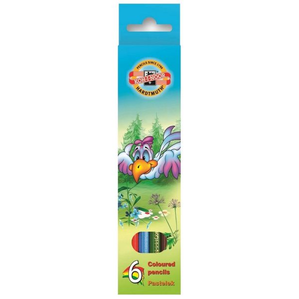 Pastelky KOH-I-NOOR šesťhranné (sada 6 ks) Vtáci