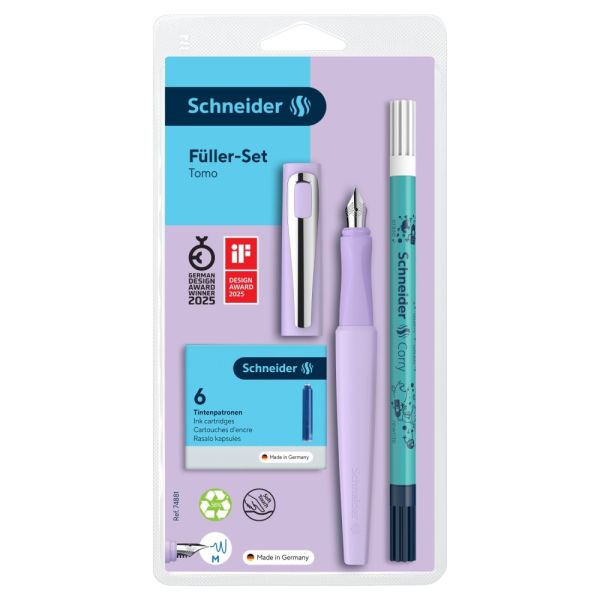 Pero bombičkové Schneider Tomo pink + bombičky + zmizík s popisovačom