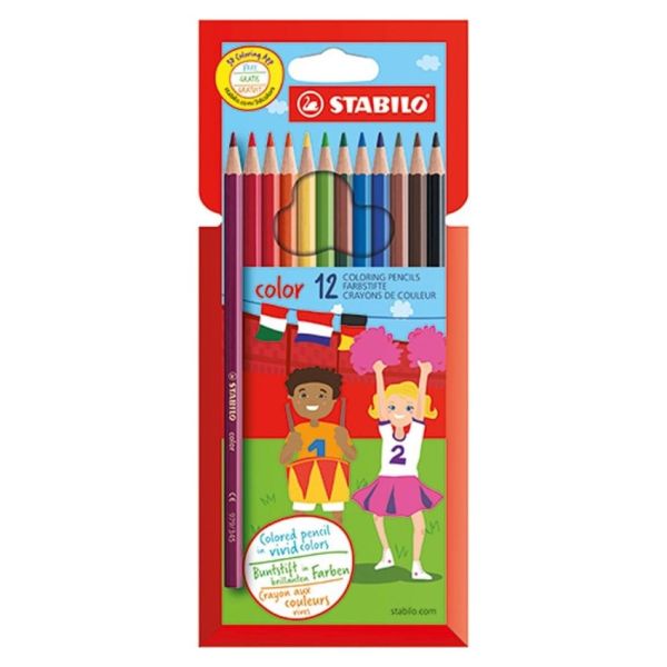 Farebné ceruzky, šesť-hranné, STABILO color 12 farieb