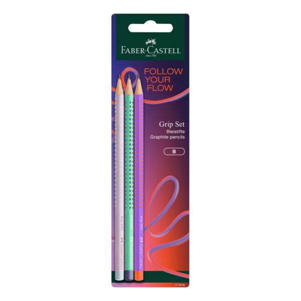 Ceruzka Faber-Castell Grip č. 2 (B) Flow Edition (sada 3 ks)
