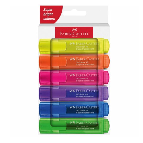 Zvýrazňovač Faber-Castell 1546/6 Superfluo - sada, papierová krabička