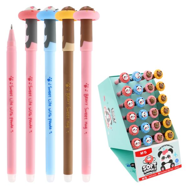 Pero gélové /gumovacie M&G iErase 0,7 mm Soft Animals Bear - modrá náplň (mix /cena 1ks)