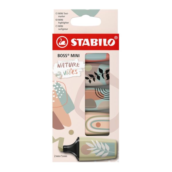 Zvýrazňovač - STABILO BOSS MINI Naturevibes - 5 ks sada - 5 rôznych farieb