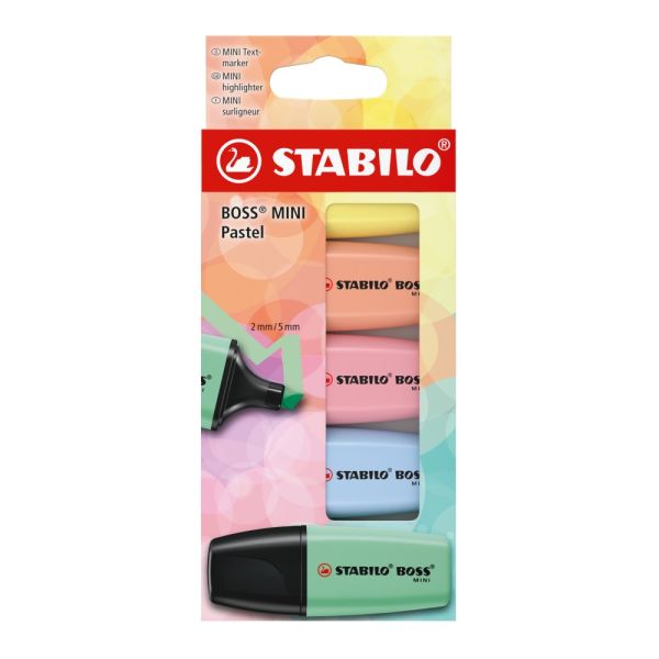 Zvýrazňovač - STABILO BOSS MINI Pastel - 5 ks sada - 5 rôznych farieb