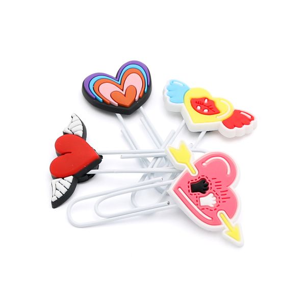 Ozdobná spona /záložka Heart 7 cm (sada 4 ks)