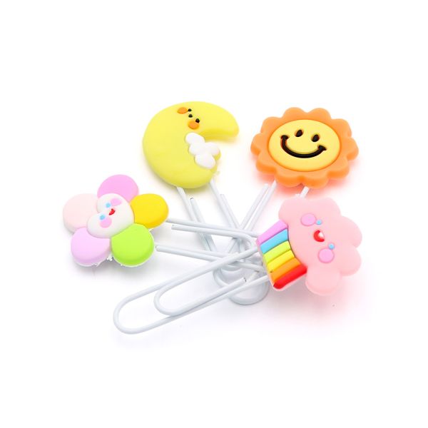 Ozdobná spona /záložka Flower & Sun & Moon & Cloud 7 cm (sada 4 ks)