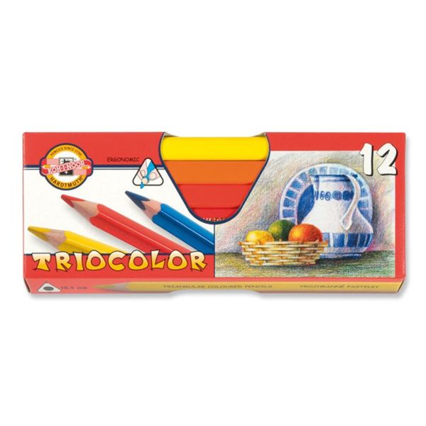 Pastelky KOH-I-NOOR Triocolor trojhranné, lakované, sada 12 ks