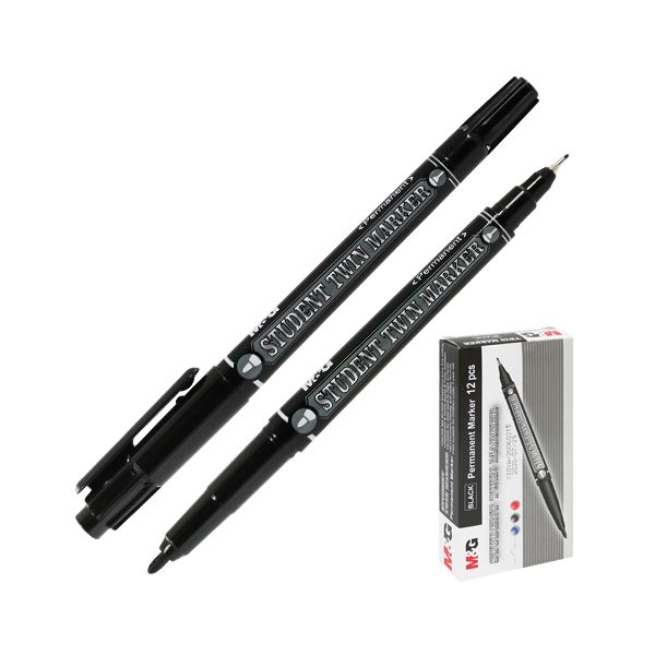 Permanentný popisovač M&G obojstranný 0,5 /1,0 mm - čierny