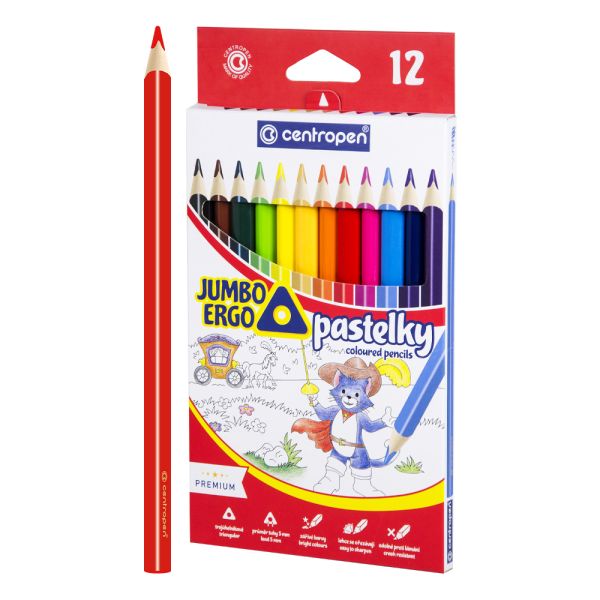 Pastelky trojhranné CENTROPEN JUMBO 12 farieb
