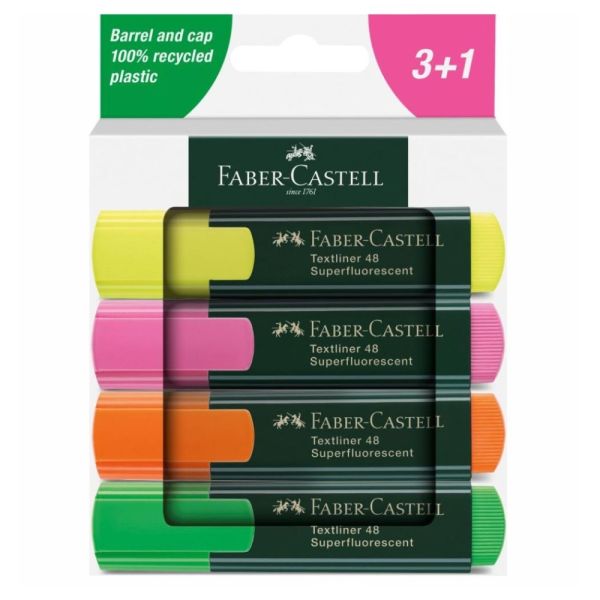 Zvýrazňovač Faber-Castell Textliner 1548 (sada 3+1)