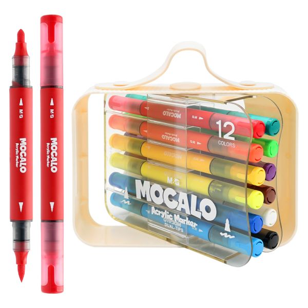 Popisovač M&G MOCALO Acrylic Marker obojstranný - sada 12 farieb