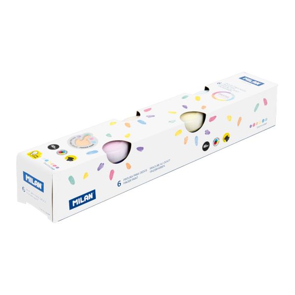 Farby prstové MILAN 40 ml - sada 6 pastelových farieb