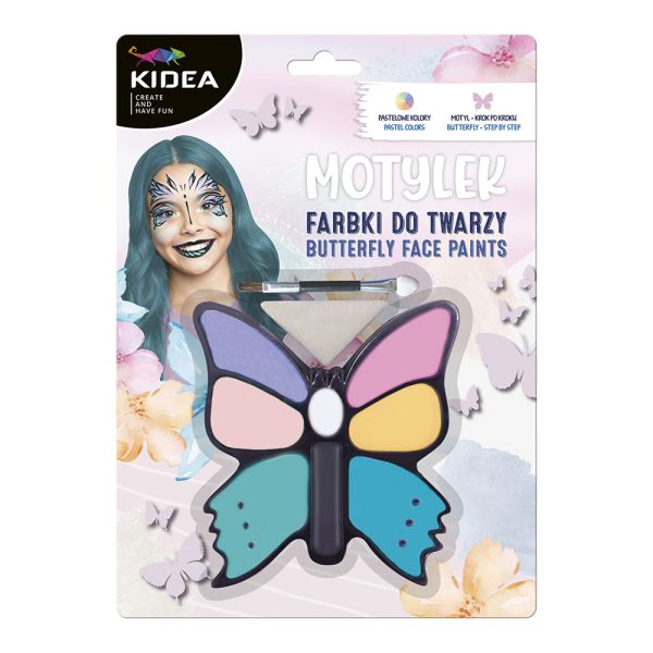 Farby na tvár MOTÝĽ - 8 farieb + štetec (sada)