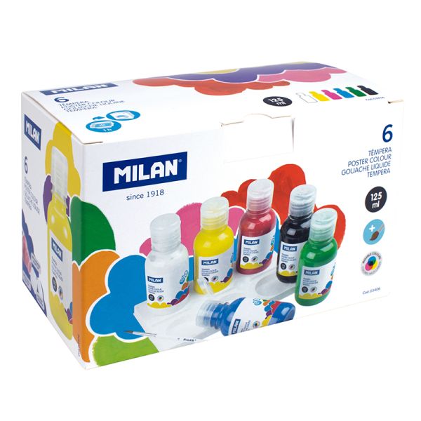 Sada temperových farieb MILAN 6ks 125 ml