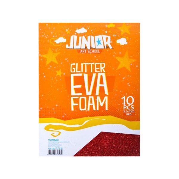 Dekoračná pena A4 EVA Glitter červená 2,0 mm, sada 10 ks