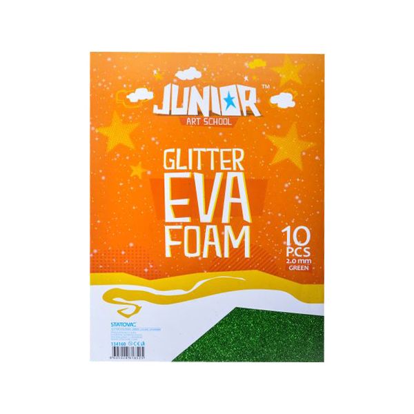 Dekoračná pena A4 EVA Glitter zelená 2,0 mm, sada 10 ks