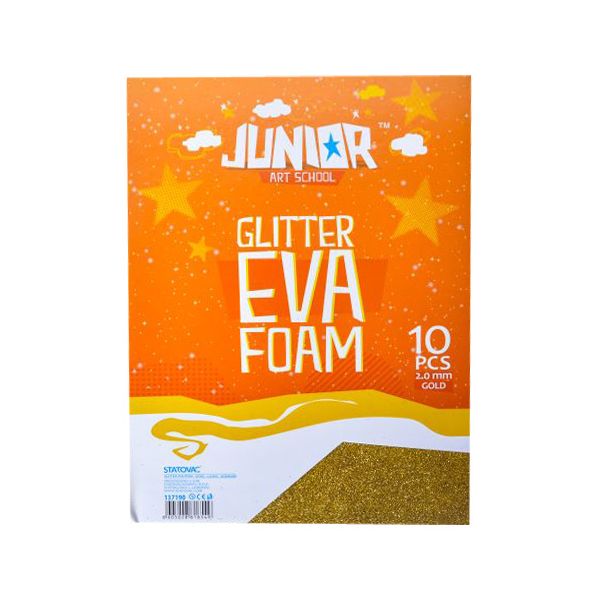 Dekoračná pena A4 EVA Glitter zlatá 2,0 mm, sada 10 ks