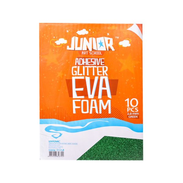 Dekoračná pena A4 EVA Glitter zelená samolepiaca 2.0 mm, sada 10 ks