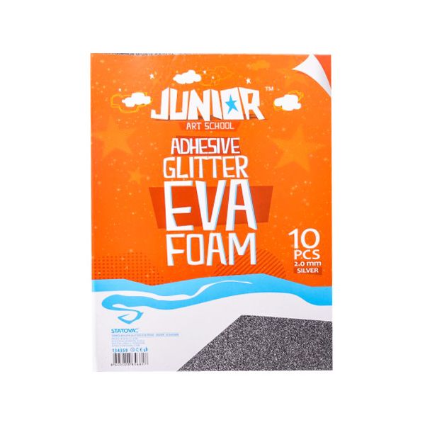 Dekoračná pena A4 EVA Glitter strieborná samolepiaca 2,0 mm, sada 10 ks