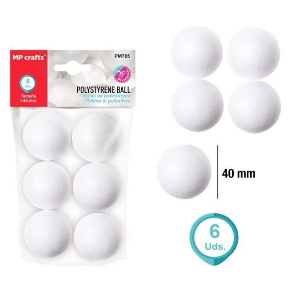 Guľa - polystyrénová 4 cm /6 ks