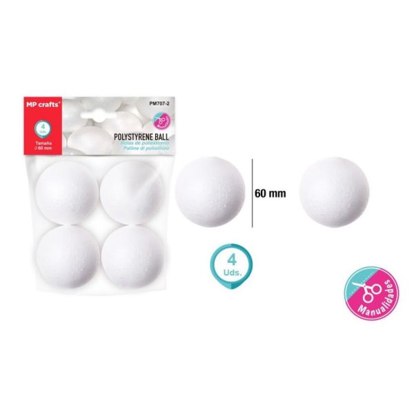 Guľa - polystyrénová 6 cm /4 ks