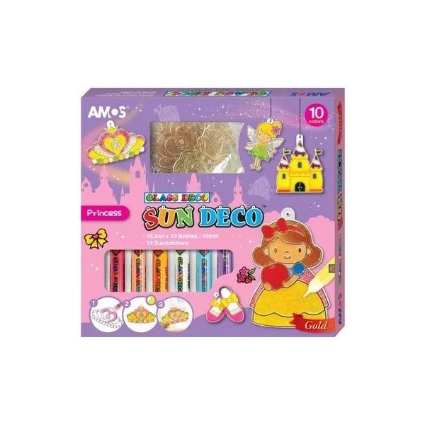 Farby na sklo - Rozprávka 10 farieb 10,5 ml + 12 závesných sklíčok