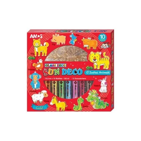Farby na sklo - Zvieratá 10 farieb 10,5 ml + 12 závesných sklíčok