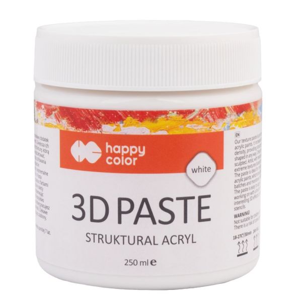 3D štruktúrovacia pasta Happy Color acrylic medium 250 ml - biela