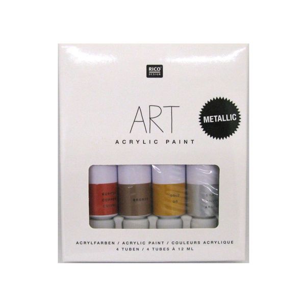 RI sada akrylových farieb Metallic 4x12 ml