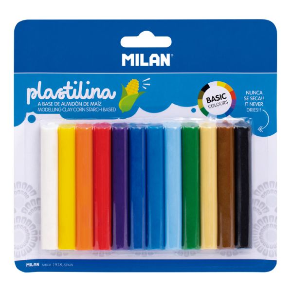 Plastelína MILAN 12 tyčiniek v základných farbách 140 g