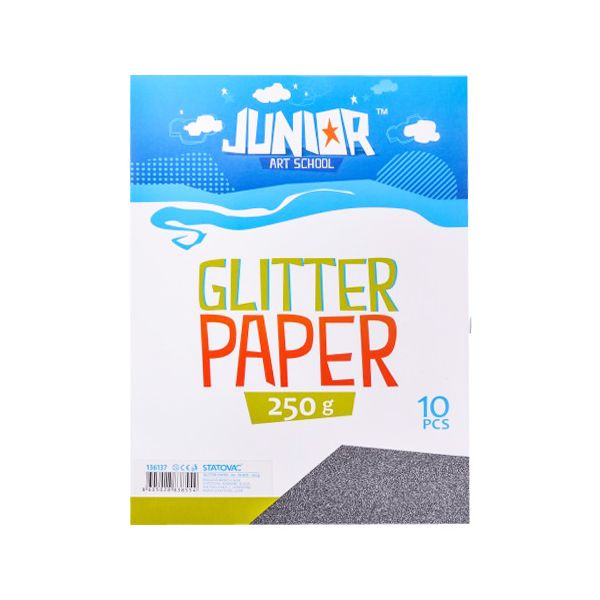 Dekoračný papier A4 Glitter čierny 250 g, sada 10 ks