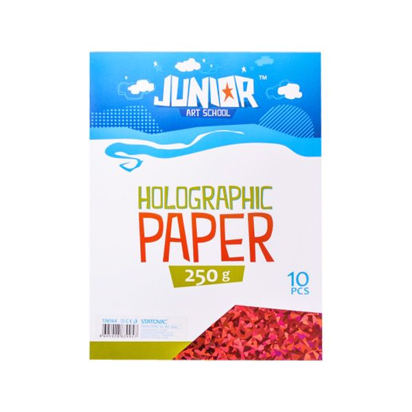 Dekoračný papier A4 Holografický červený 250 g, sada 10 ks