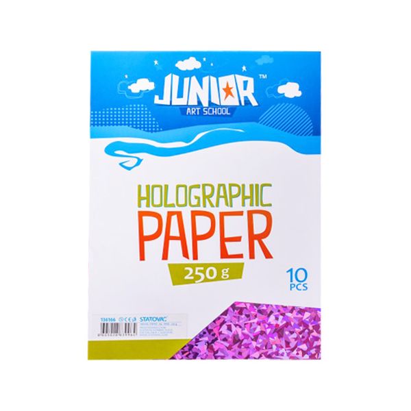 Dekoračný papier A4 Holografický ružový 250 g, sada 10 ks